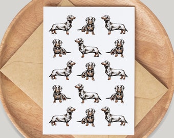 Dachshund Dog Card - Hand Drawn by Artist Gemma Keith - Greetings Card - Notecards - Birthday Card - Blank Card - Pet Card, Animals, Cute