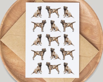 Border Terrier Dog Card - Hand Drawn by Artist Gemma Keith - Greetings Card - Notecards - Birthday Card - Blank Card - Pet, Animals, Cute,