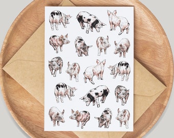 Piglets Card - Hand Drawn by Artist Gemma Keith - Greetings Card - Notecards - Birthday Card - Blank Card - Wildlife, Animals, Cute, Farm