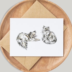 Carte chat persan - par l'artiste Gemma Keith - personnalisée - carte d'anniversaire - carte vierge - animaux de compagnie - fait main - poil long duveteux