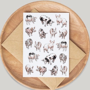 Piglets Card - Hand Drawn by Artist Gemma Keith - Greetings Card - Notecards - Birthday Card - Blank Card - Wildlife, Animals, Cute, Farm