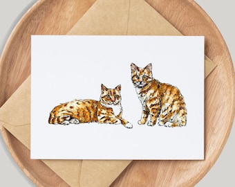 Ginger Cat Card - By Artist Gemma Keith - Personalised - Customised - Birthday Card - Blank Card - Pets Card - Handmade - Orange Tabby Cat