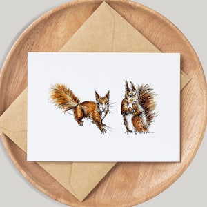 Red Squirrels Card - By Artist Gemma Keith - Personalised - Customised - Birthday Card - Blank Card - Handmade - Forest - Cute Animals