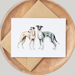 Carte de chien whippet - par l'artiste Gemma Keith - personnalisée - carte d'anniversaire - carte vierge - animaux de compagnie - fait main - lévrier