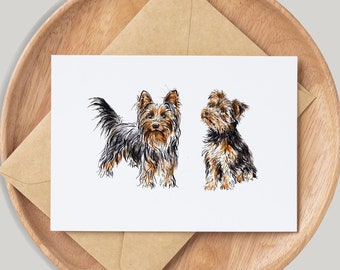 Yorkshire Terrier Dog Card - By Artist Gemma Keith - Personalised - Customised - Birthday Card - Blank Card - Pets Card - Handmade - Yorkie