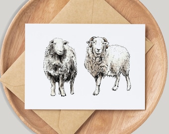 Herdwick Sheep Card - By Artist Gemma Keith - Personalised - Customised - Birthday Card - Blank Animals Card  - Handmade Farm, Lake District