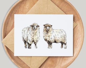 Romney Sheep Card - By Artist Gemma Keith - Personalised - Customised - Birthday Card - Blank Animals Card  - Handmade - Farm Animals, Kent
