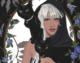 Retrato personalizado caprichoso, arte gótico de mascotas, dibujo de familia y pareja, personaje original de DND, fantasía oscura creada por humanos, Halloween