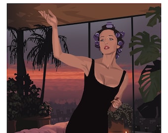 Retrato personalizado, Navidad, Arte estético de los 80, Dibujo de mujer, Ilustración personalizada, Pintura digital, Descarga instantánea