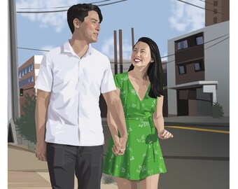 Retrato personalizado, Día de San Valentín, Dibujo familiar, Recuerdo de mascota, Pintura de pareja, Descarga digital, Regalo personalizado, Imprimible