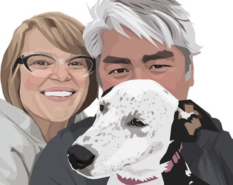 Retrato personalizado, Día de San Valentín, Dibujo familiar, Recuerdo de mascota, Pintura de pareja, Descarga digital, Regalo personalizado, Imprimible