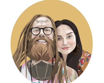 Retrato personalizado, Día de San Valentín, Dibujo familiar, Memorial de mascotas, Pintura de pareja, Descarga digital, Hecho por humanos, Regalo personalizado, Imprimible