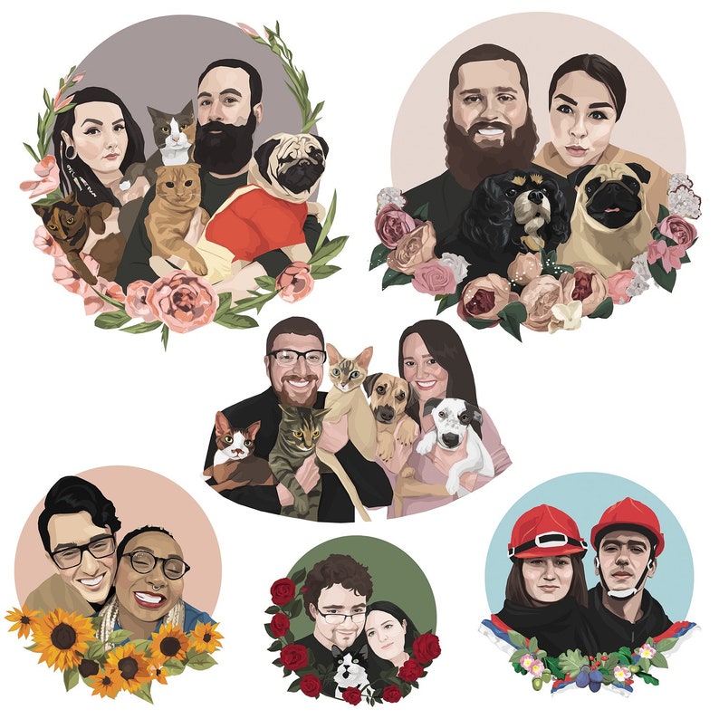 Custom portrait, Valentine's day, Couple portrait, Family portrait image 5