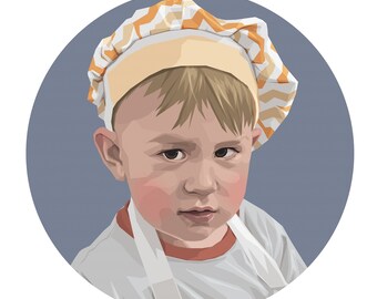 Retrato personalizado, regalo para niños, dibujo familiar, arte para bebés, pintura para niños, descarga digital hecha a mano, regalo personalizado, imprimible