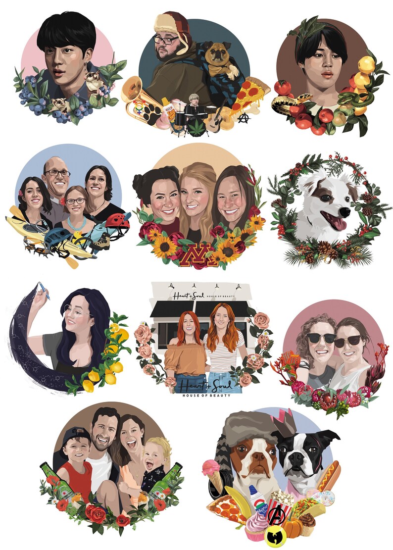 Custom portrait, Valentine's day, Couple portrait, Family portrait image 3