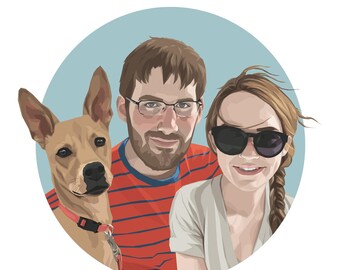 Retrato personalizado, Día de San Valentín, Dibujo familiar, Recuerdo de mascota, Pintura de pareja, Descarga digital, Regalo personalizado, Imprimible