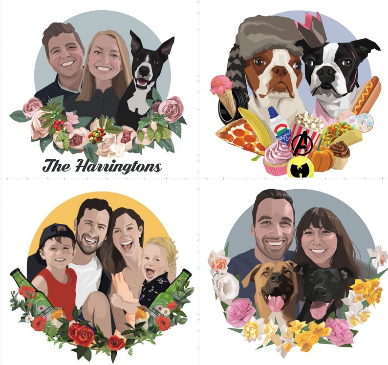 Custom portrait, Valentine's day, Couple portrait, Family portrait image 4