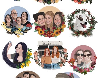 Custom portrait, Valentine's day, Family drawing, Pet memorial, Couple painting, Digital Download Human Made, Personalized Gift, Printable