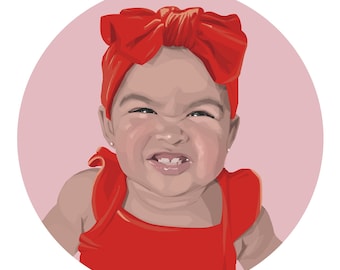 Retrato personalizado, lindo regalo para niños, dibujo familiar, arte para bebés, pintura para niños, descarga digital hecha a mano, regalo personalizado, imprimible