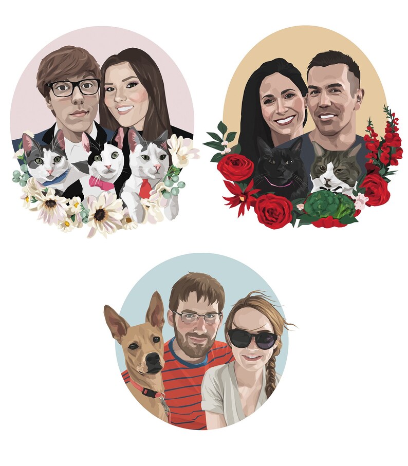 Custom portrait, Valentine's day, Couple portrait, Family portrait image 6