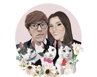 Custom portrait, Mother's day, Family portrait, Pet portrait