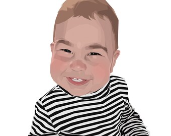 Retrato personalizado, lindo regalo para niños, dibujo familiar, arte para bebés, pintura para niños, descarga digital hecha a mano, regalo personalizado, imprimible