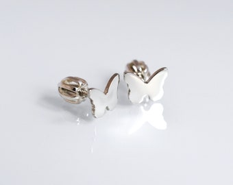 Sterling Silver Stud Earrings in the shape of a Butterfly Special Gift for Her Minimalist Butterfly Earrings Delicate Jewelry Tiny Earrings
