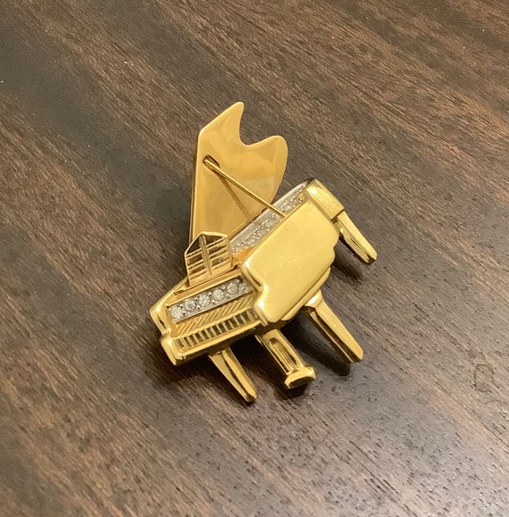 Fabulous golden coloured Grand Piano decorated wi… - image 2