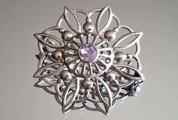 Pierced solid Silver 925 Brooch/Pin - image 1