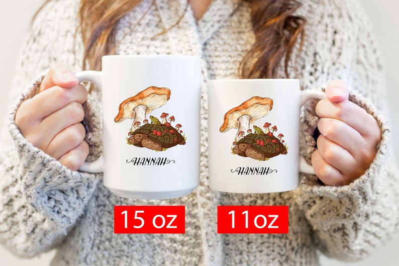 Turtle Gifts, Turtle Mug, Nature Lover Gift, Mushroom Gifts for Women, Cottagecore Decor, Personalized Gift for Her, Hygge, Woodland image 2