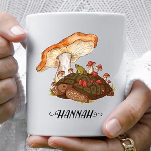 Turtle Gifts, Turtle Mug, Nature Lover Gift, Mushroom Gifts for Women, Cottagecore Decor, Personalized Gift for Her, Hygge, Woodland image 1