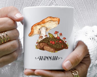 Turtle Gifts, Turtle Mug, Nature Lover Gift, Mushroom Gifts for Women, Cottagecore Decor, Personalized Gift for Her, Hygge, Woodland