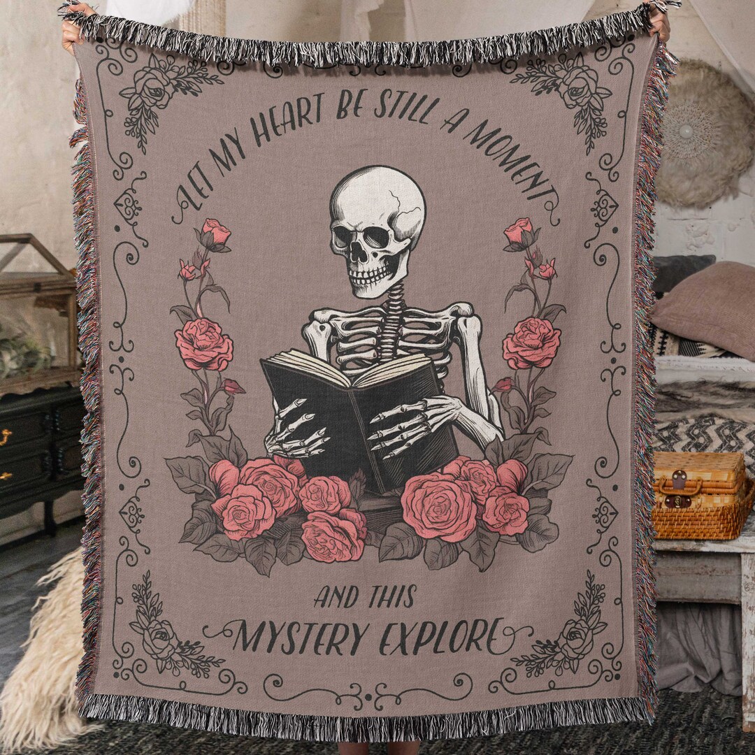 Dark Academia Blanket, Edgar Allan Poe Gift, Wall Tapestry, Woven