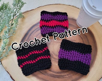 Wavy Crochet Coffee Cozy Pattern, Eco-Friendly Cup Sleeve (PDF Pattern)