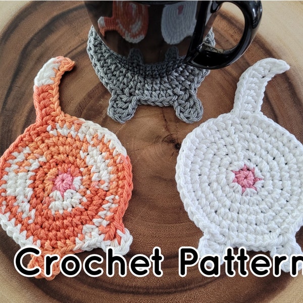 Crochet Pattern Cat Butt Coaster, Animal Butt Coaster Pattern