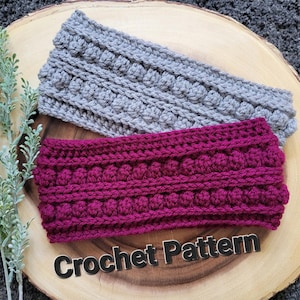 Jessa Crochet Headwrap Pattern, Textured Ear Warmer, Winter Headband (PDF Pattern)