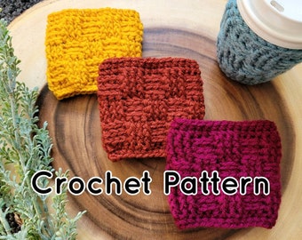 Crochet Coffee Cozy Pattern, Eco-Friendly Cup Sleeve (PDF Pattern)