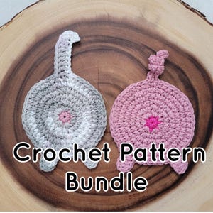 Animal Butt Coaster Crochet Pattern Bundle – Cat & Pig (PDF Pattern)