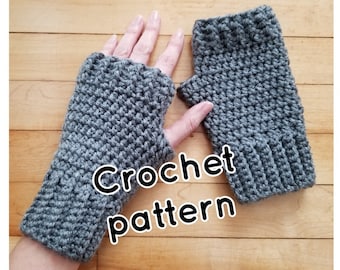 Crochet Fingerless Mitts PATTERN, Harlowe Fingerless Gloves Pattern, Texting Mittens, Driving Gloves, Crochet Mittens, Kids Mitten Pattern