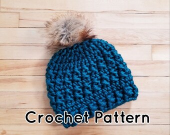 Crochet Hat Pattern, Beanie Hat Pattern, Messy Bun Beanie Pattern, Messy Bun Hat Pattern, Top Knot Hat Pattern, Ponytail Hat Pattern