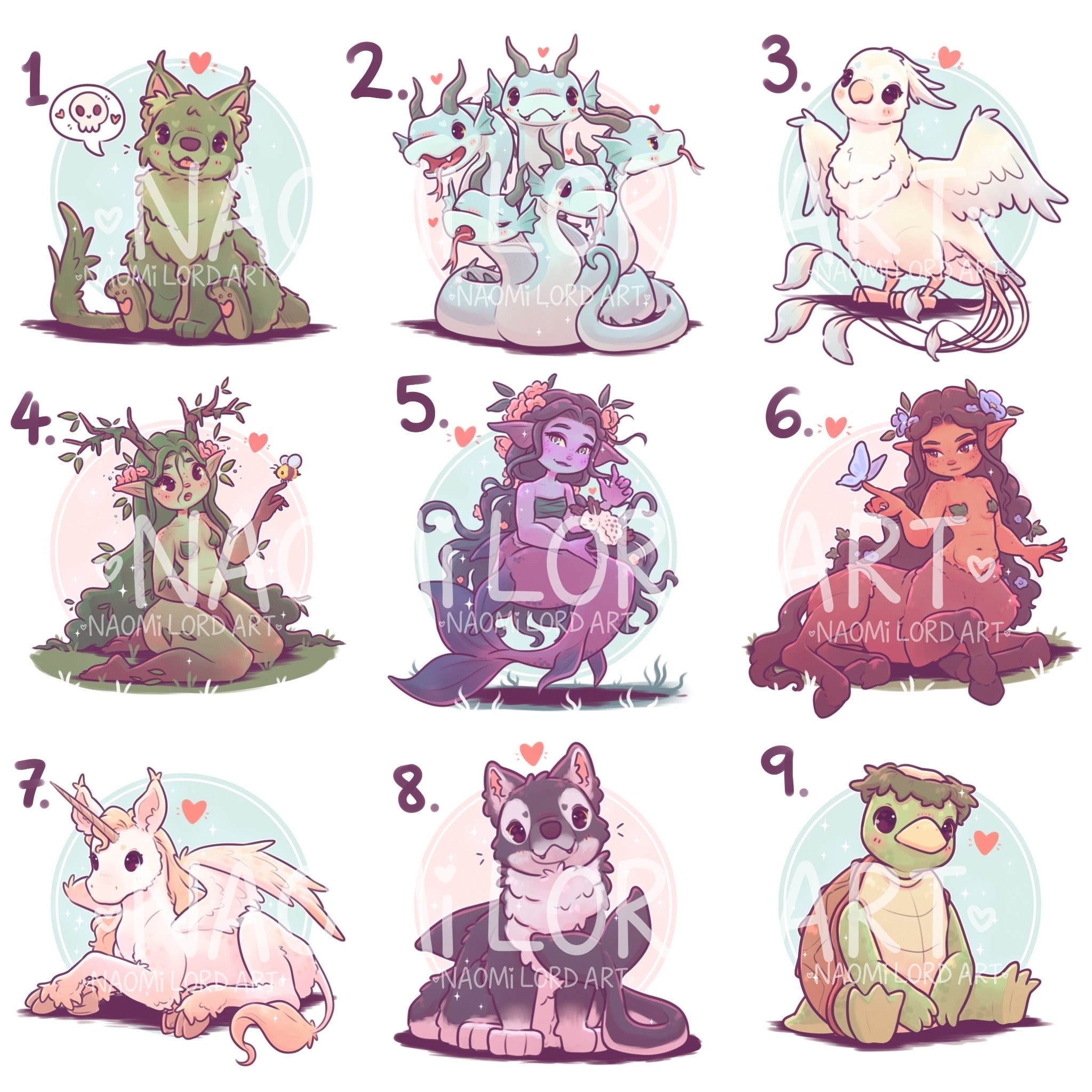 Cute Mythical Creatures Stickers  Kawaii Fantasy Characters By