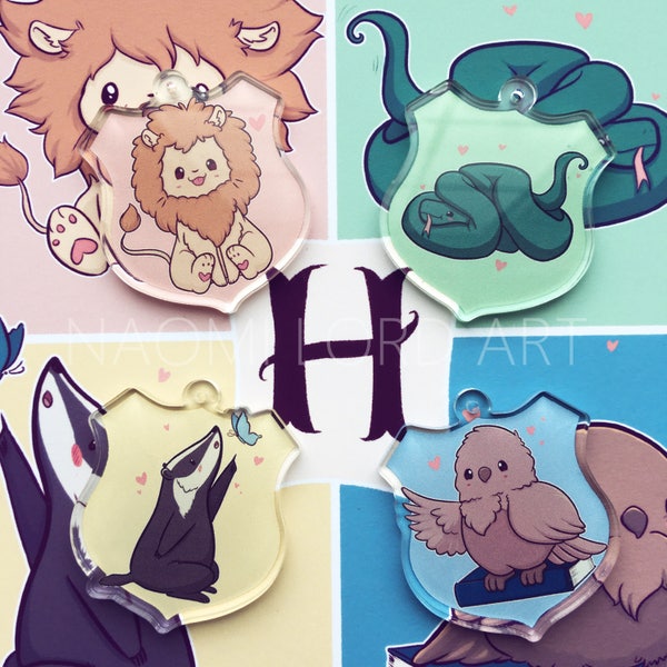 Kawaii maison charmes ! 1.5" Lion, serpent, aigle, blaireau ! (une seule face)