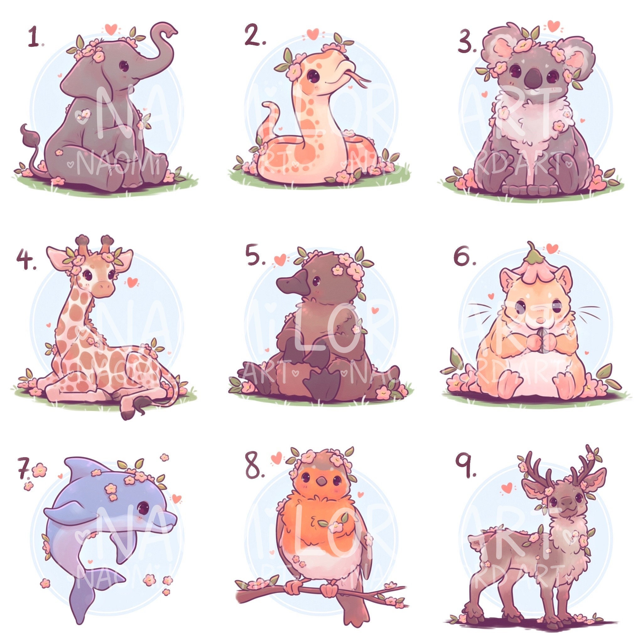 Cute Animals pt 5 Stickers And/or Prints 6x6 or - Etsy