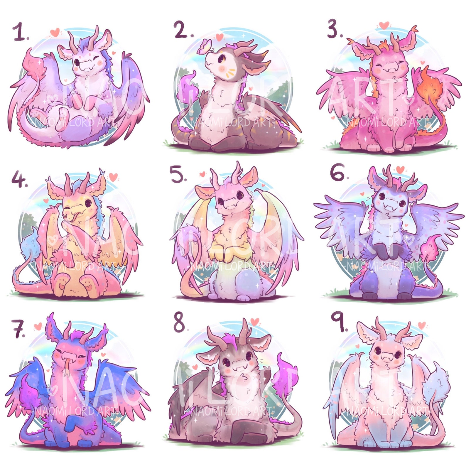 Cute Pride inspired Dragons Stickers and/or Prints 6x6 afbeelding 0.
