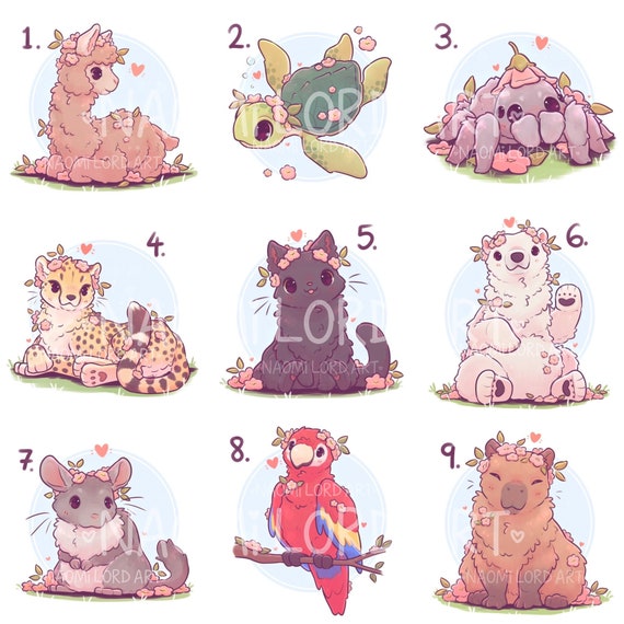 Cute Animals pt 3 Stickers And/or Prints 6x6 or 8x8approx Arcitc