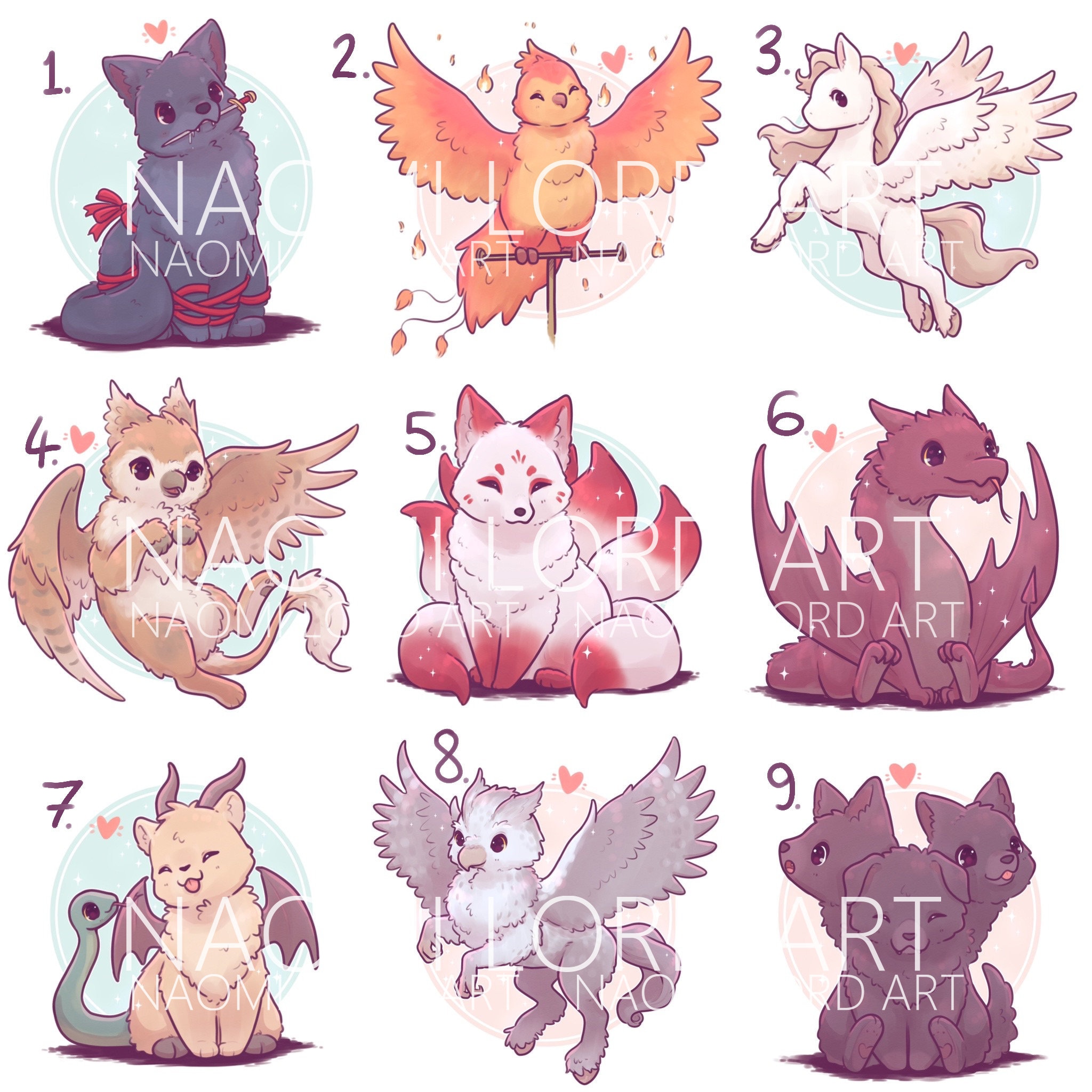 Cute Mythical Creatures Stickers And/or Prints 6x6 or - Etsy Cute Mythical Creatures Stickers And/or Prints 6x6 or - Etsy