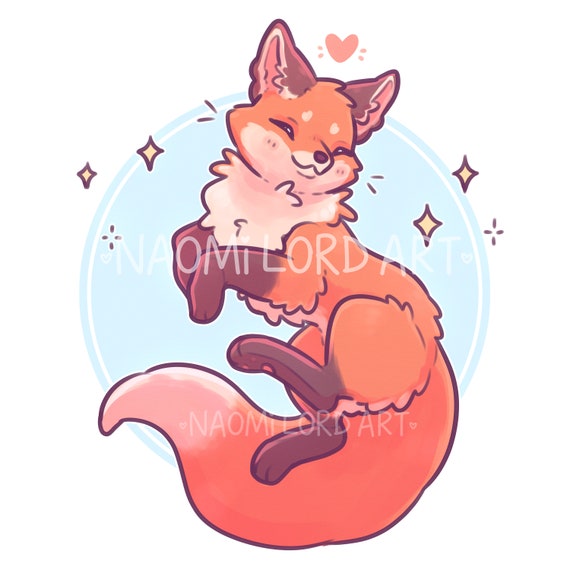 Cute Fox, Sticker and/ or Print (6x6 or 8x8 approx)