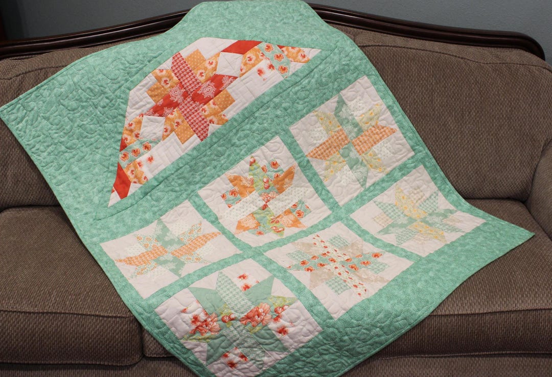 Handmade Lap Quilt: Cotton Throw With Pocket (42x52) - Etsy