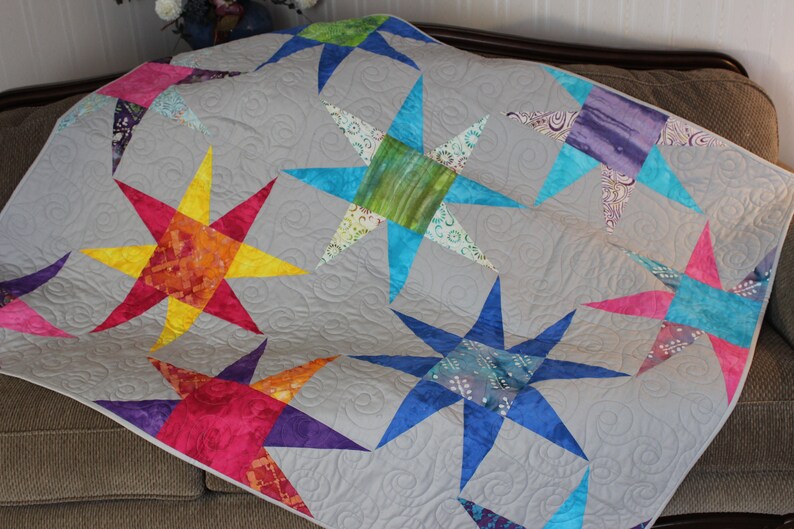 Handmade Quilt Bright Colored Quilt One Of A Kind Quilt Etsy