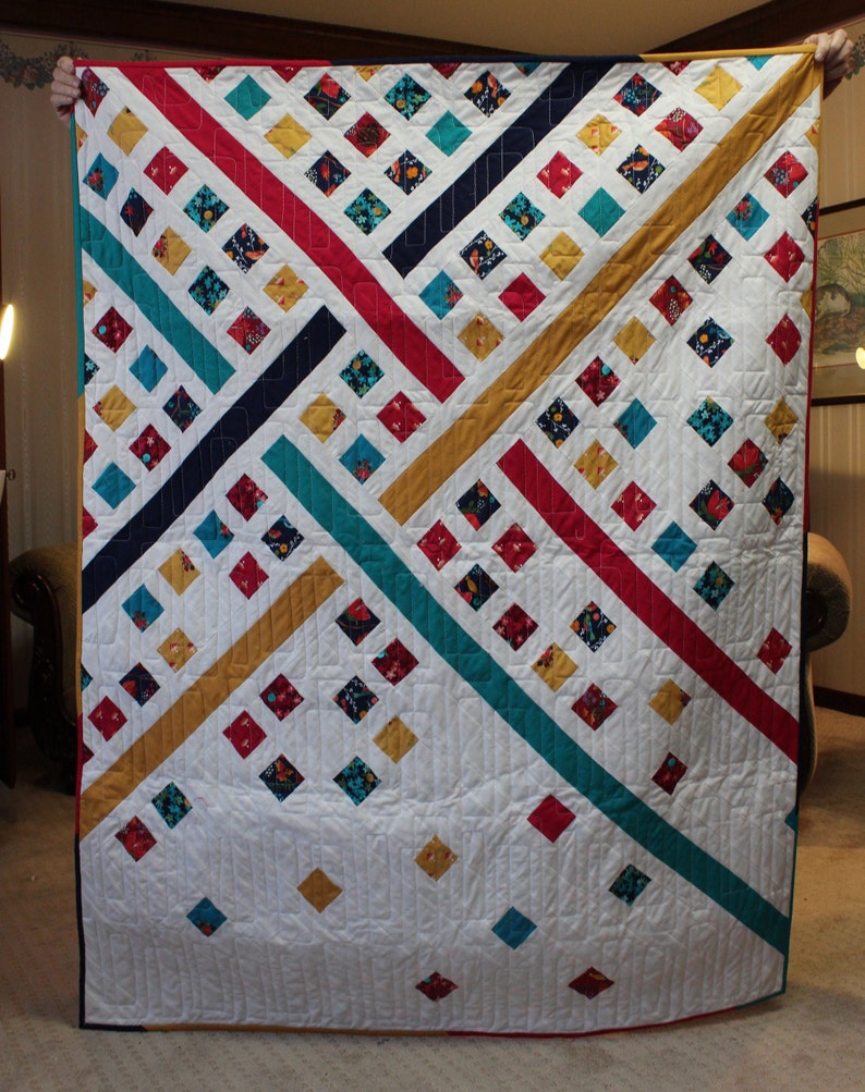 Handmade Quilt Modern Quilt Teen Quilt Bright Colored Etsy